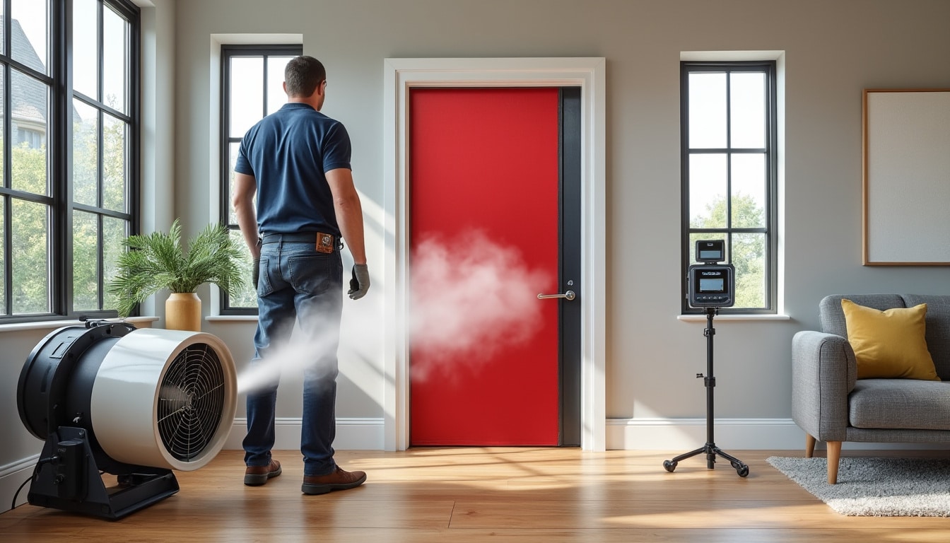 Test d&rsquo;infiltrométrie : ce que la porte soufflante mesure